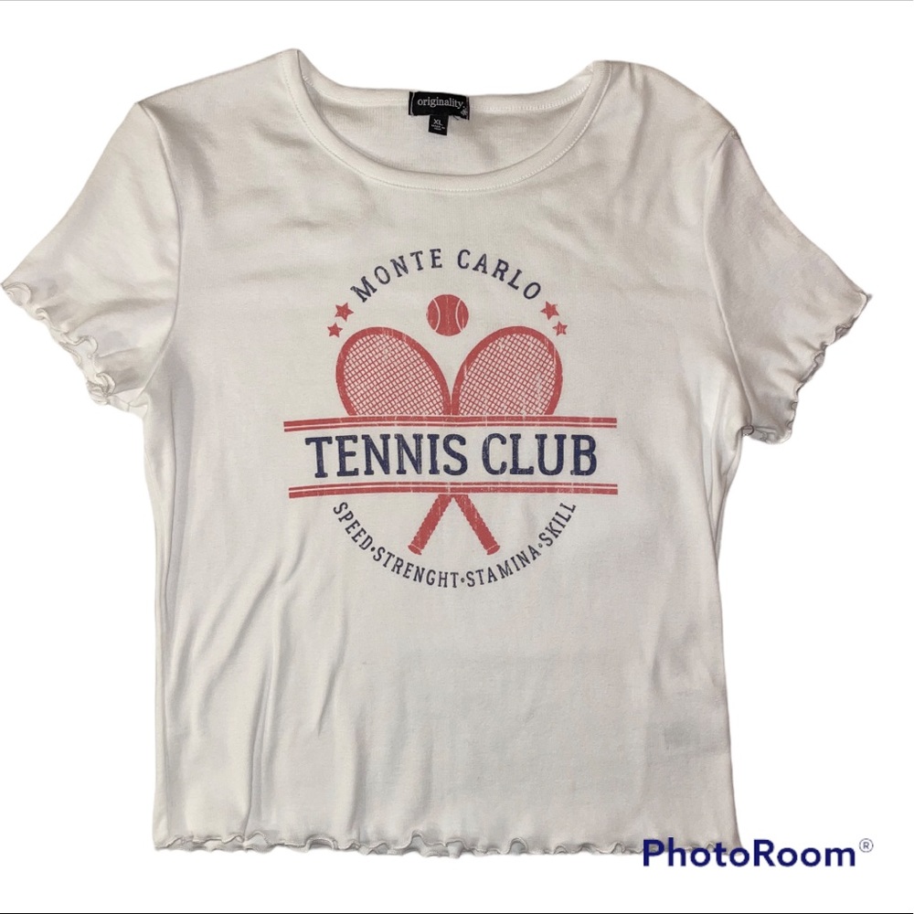 Originality White Monte Carlo Tennis Club Top Tee T-shirt XL